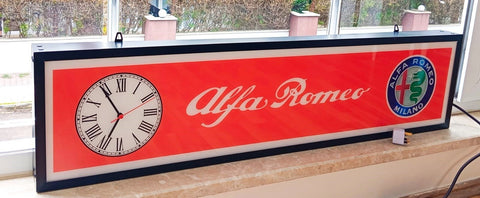 2000s Alfa Romeo dealer illuminated sign and clock