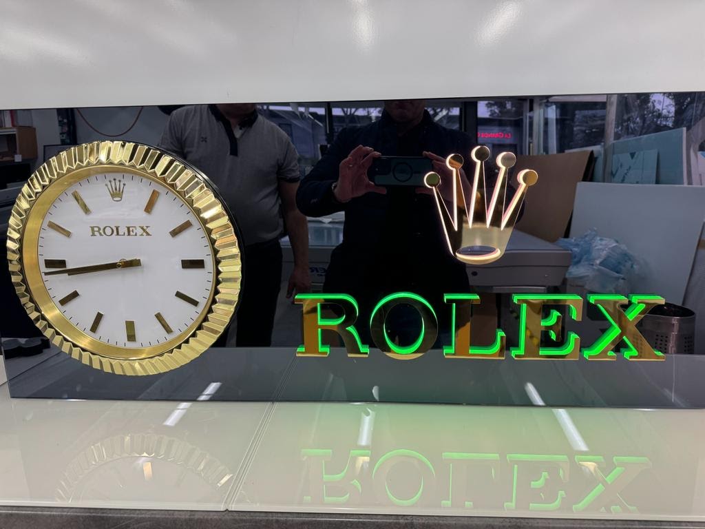 2000s Rolex Geneva official dealer illuminated clock sign The Sign