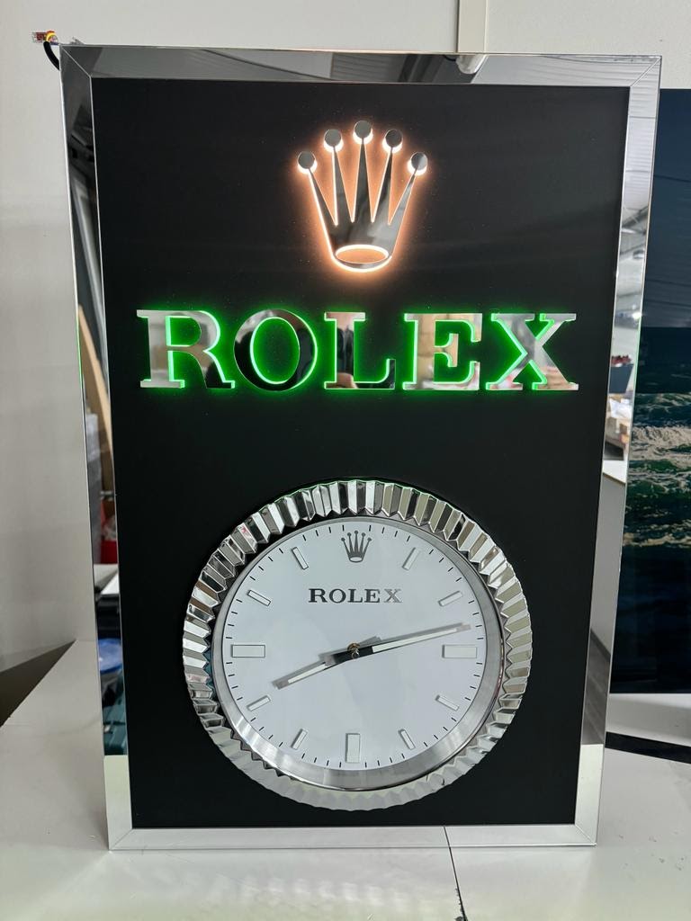 2000s Rolex Geneva official dealer illuminated clock sign – The