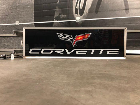 1980s Corvette official dealership double side illuminated sign