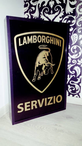 1990s Lamborghini Servizio official dealership illuminated sign
