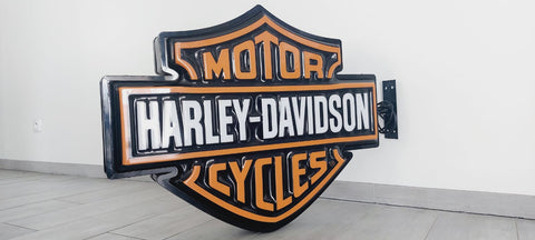 2000s Harley Davidson dealership illuminated double side sign