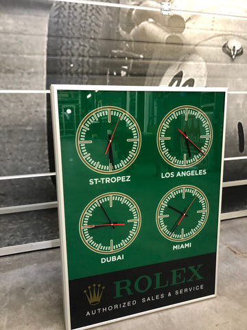 Rolex official dealer World Clock illuminated sign