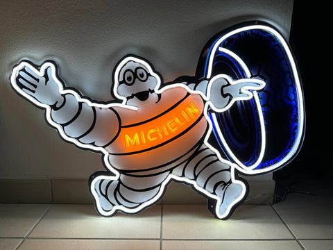 1990s Michelin official dealer illuminated neon sign