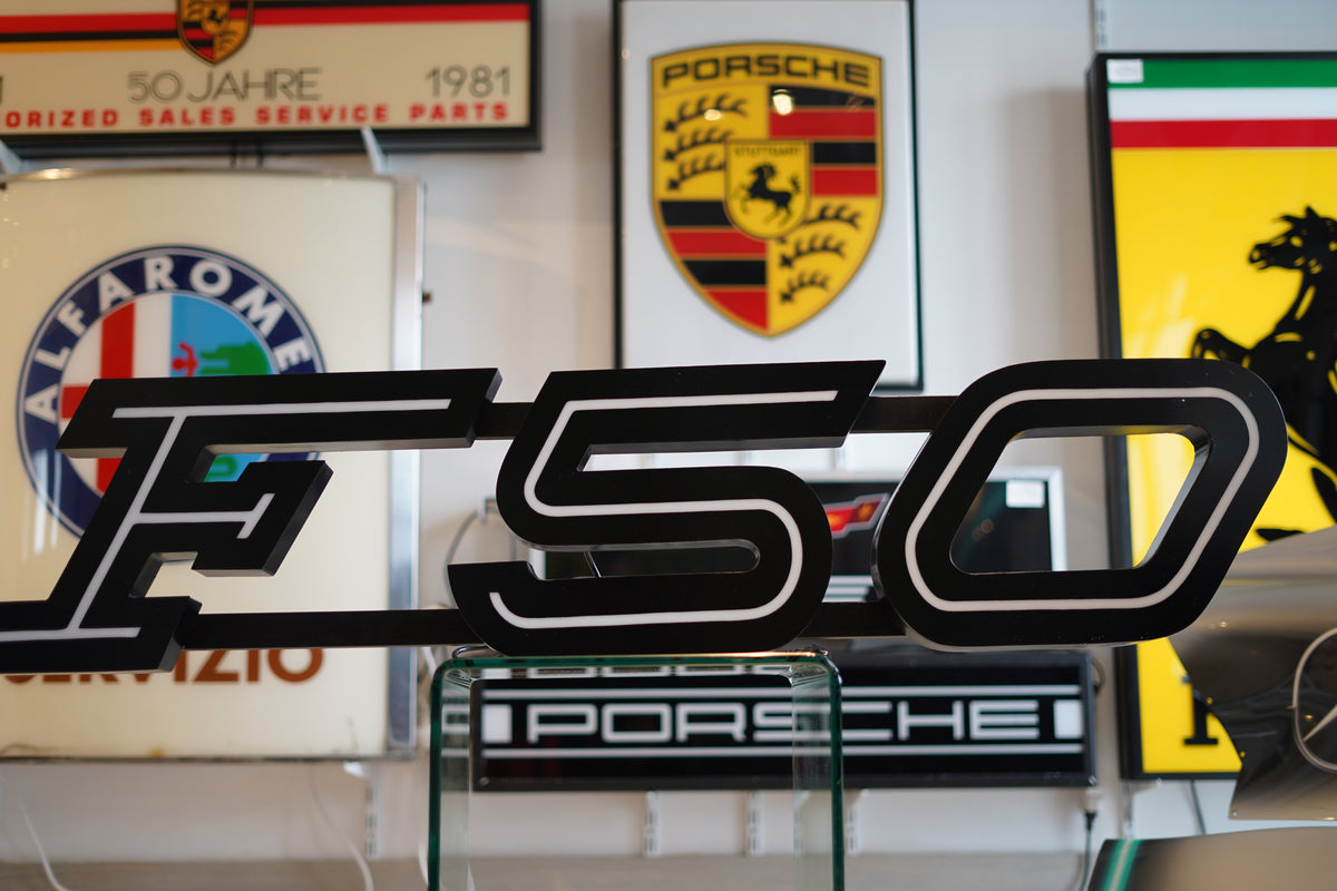 1995 Ferrari F50 official dealership illuminated sign – The Sign Experience