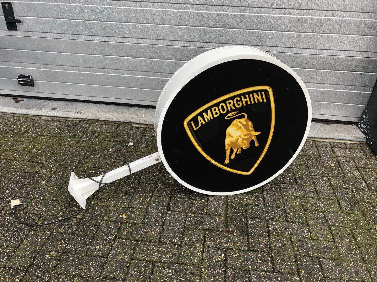 1990s Lamborghini official dealership double side illuminated sign ...