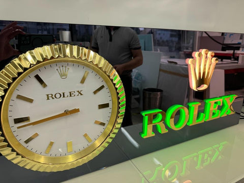 2000s Rolex Geneva official dealer illuminated clock sign