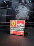 1986 Ferrari Official Paddocks F1 double side illuminated neon sign