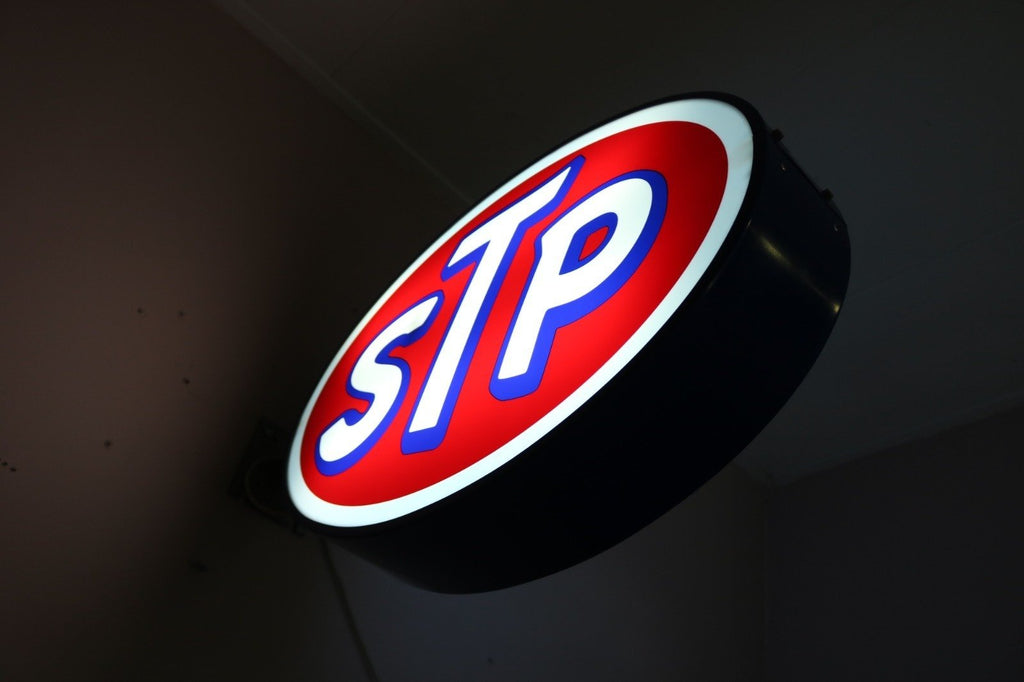 Stp Sign Exploding 1980s STP motor oil illuminated neon sign – The Sign Experience