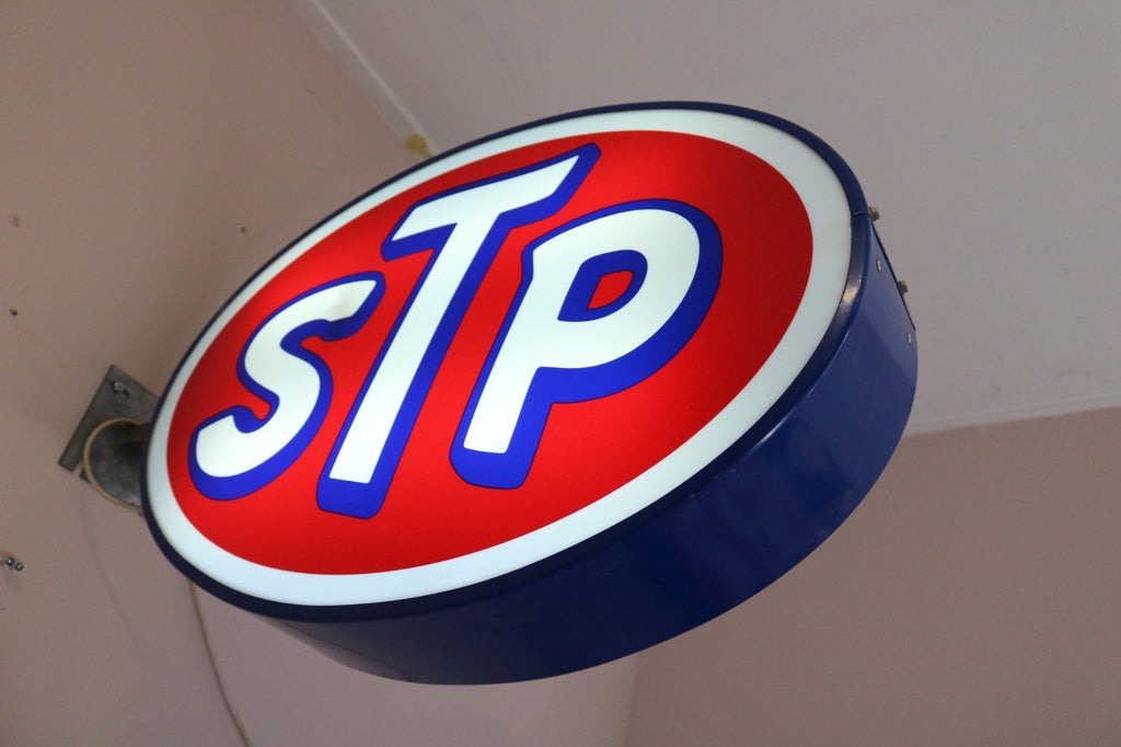 Stp Sign Exploding 1980s STP motor oil illuminated neon sign – The Sign Experience