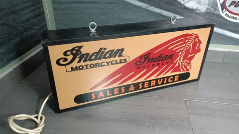 1990s Indian Motorcycle dealership illuminated dual side sign