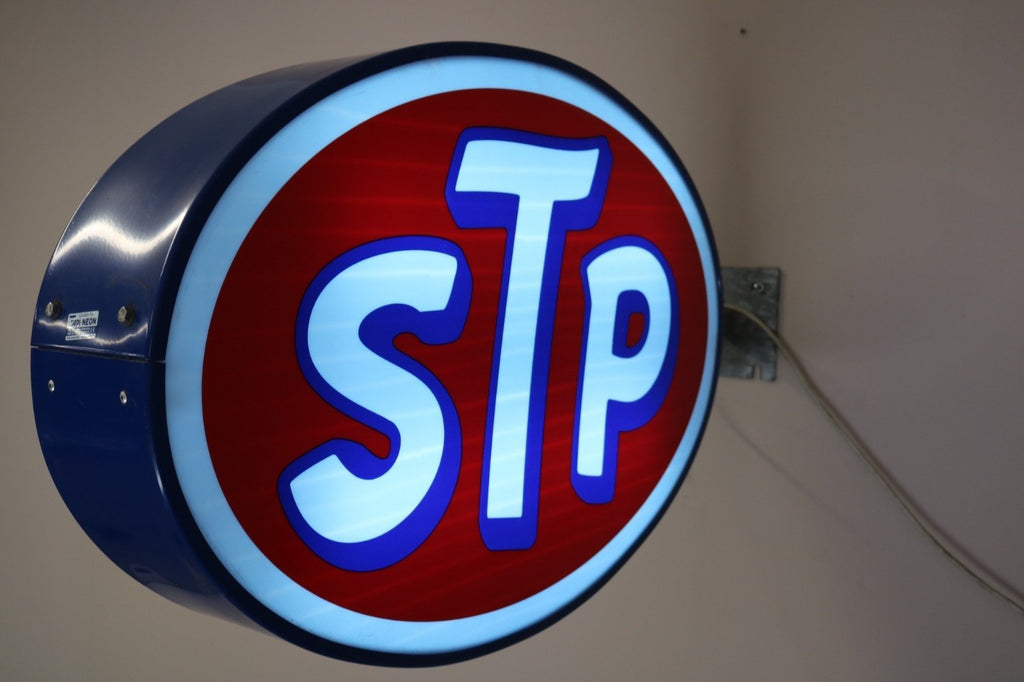 Stp Sign Exploding 1980s STP motor oil illuminated neon sign – The Sign Experience