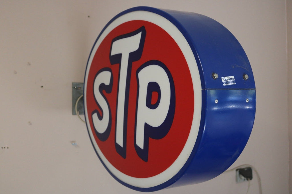 Stp Sign Exploding 1980s STP motor oil illuminated neon sign – The Sign Experience