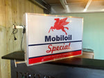 1980s Mobiloil official dealer double side illuminated sign