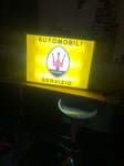 1980s Maserati vintage dealership “Maserati Automobili servizio” illuminated sign