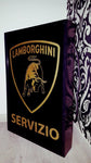 1990s Lamborghini Servizio official dealership illuminated sign