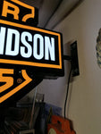 2000s Harley Davidson dealership illuminated double side sign