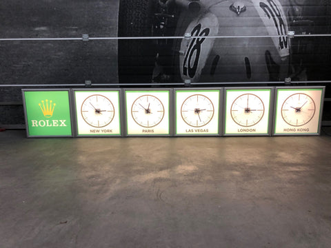 1990s Rolex World Clock official dealer illuminated sign