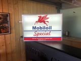 1980s Mobiloil official dealer double side illuminated sign