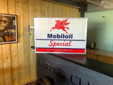 1980s Mobiloil official dealer double side illuminated sign