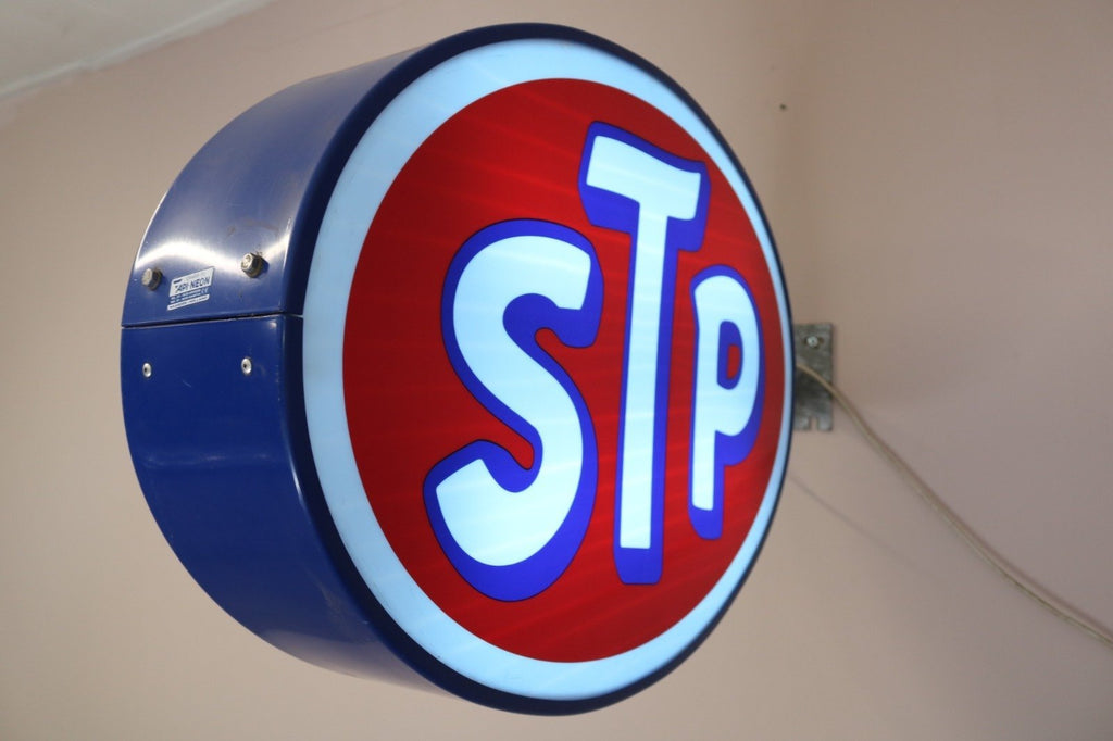 Stp Sign Exploding 1980s STP motor oil illuminated neon sign – The Sign Experience